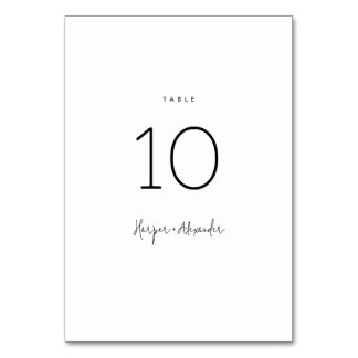 Simple Elegant Script Classic Black White Wedding Table Number