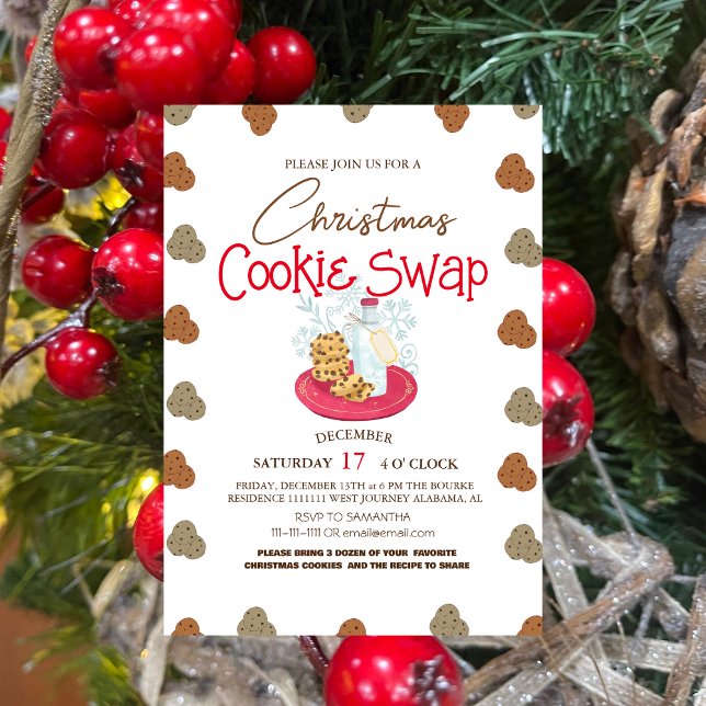 Simple Elegant Script Cookie swap Christmas Party  Invitation (Creator Uploaded)