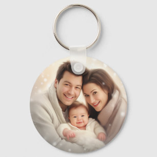 Simple Elegant Script Couple Photo Keychain