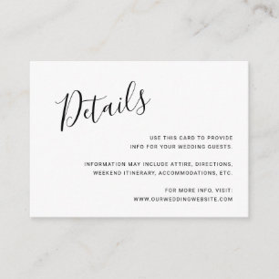 Simple Elegant Script Details Modern Wedding Enclosure Card