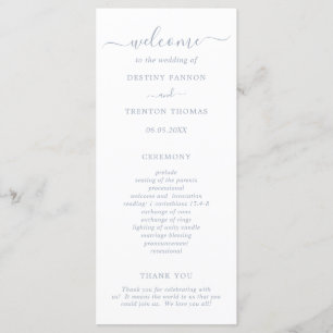 Simple Elegant Script Dusty Blue Wedding Programme