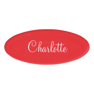 Simple Elegant Script First Name Red Business  Tag