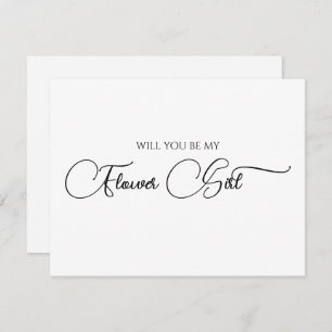 Simple Elegant Script Flower Girl Proposal Card 
