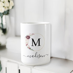 Simple, elegant, script font, monogram  coffee mug
