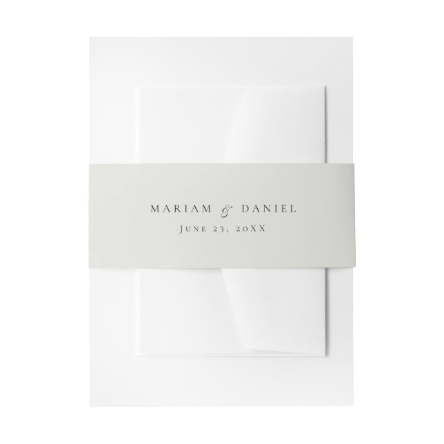 Simple Elegant Script Grey Wedding Invitation Belly Band (Front Example)