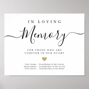 Simple elegant script in loving memory sign