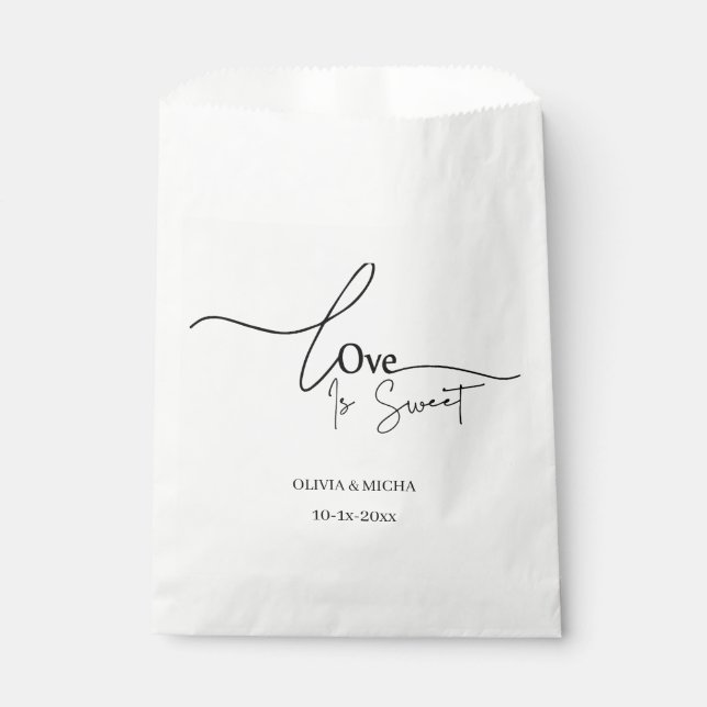 simple elegant script Love is sweet wedding favour Favour Bags (Front)