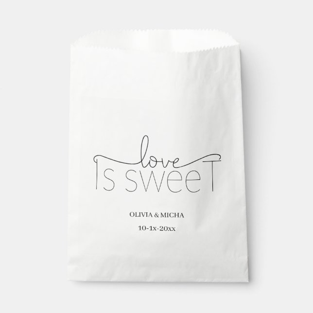 simple elegant script Love is sweet wedding favour Favour Bags (Front)