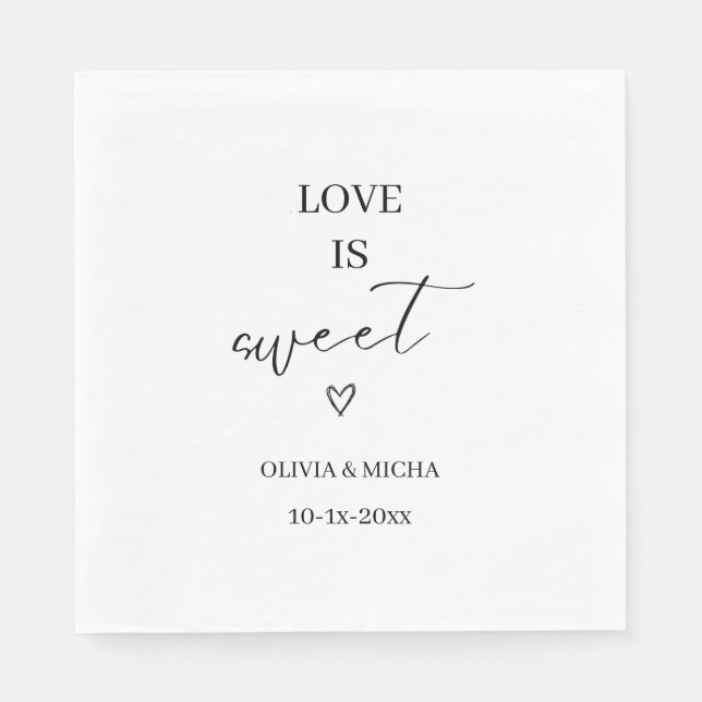 simple elegant script Love is sweet wedding favour Napkin (Front)