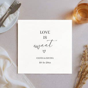 simple elegant script Love is sweet wedding favour Napkin