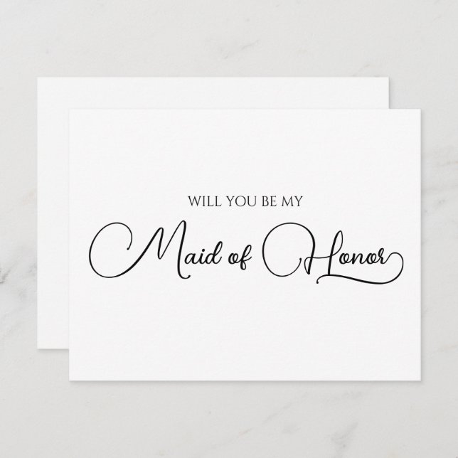 Simple Elegant Script Maid of Honour Proposal Card (Front/Back)