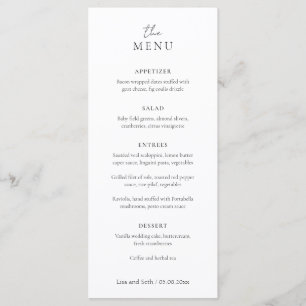 Simple Elegant Script Minimalist Classic Wedding Menu