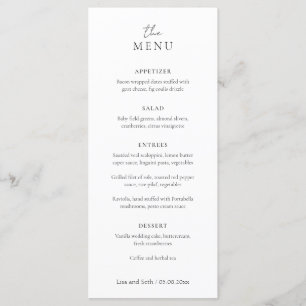 Simple Elegant Script Minimalist Classic Wedding Menu