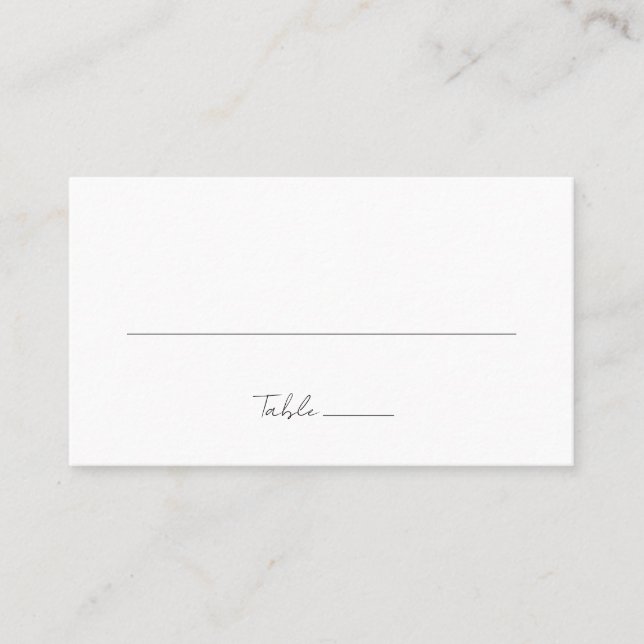 Simple Elegant Script Minimalist Classic Wedding Place Card (Front)