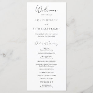 Simple Elegant Script Minimalist Classic Wedding Programme