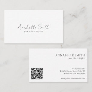Simple Elegant Script Minimalist QR Code Modern Business Card