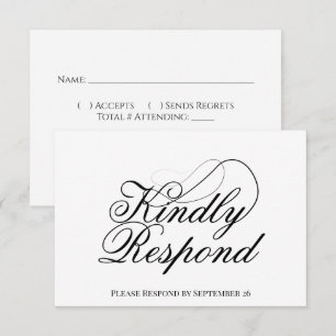 Simple Elegant Script Minimalist Wedding RSVP Card