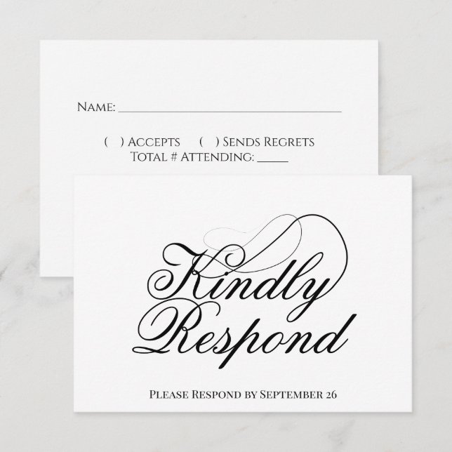 Simple Elegant Script Minimalist Wedding RSVP Card (Front/Back)