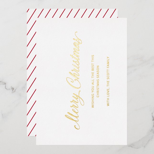 Simple Elegant Script Modern Christmas Foil Holiday Card (Front/Back)
