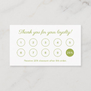 Simple Elegant Script Monogram Green Business Loyalty Card