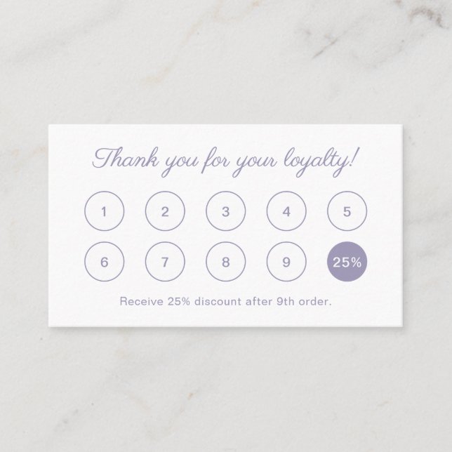 Simple Elegant Script Monogram Lavender Butterfly Loyalty Card (Front)