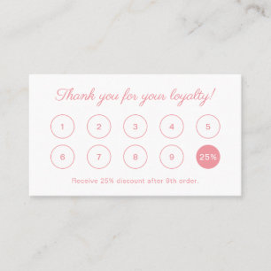 Simple Elegant Script Monogram Logo Peach Pink Loyalty Card