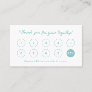 Simple Elegant Script Monogram Pastel Turquoise Loyalty Card
