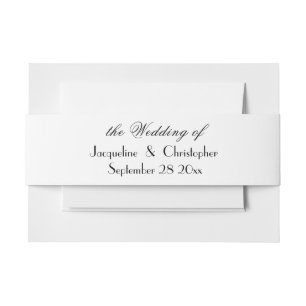 Simple elegant script names black & white Wedding Invitation Belly Band