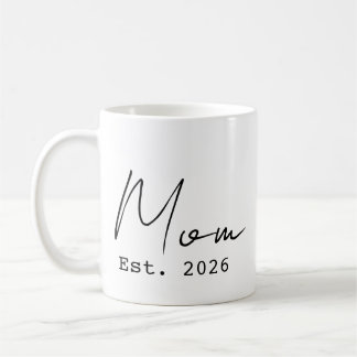 Simple Elegant Script New Mum Established 2026 Coffee Mug