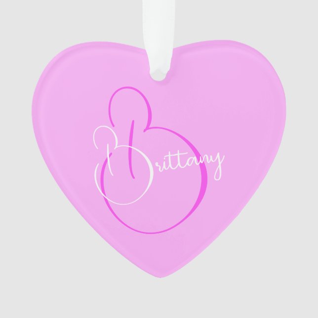 Simple Elegant Script Personalised Lilac Heart Ornament (Front)