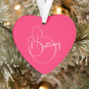 Simple Elegant Script Personalised Pink Christmas Ornament