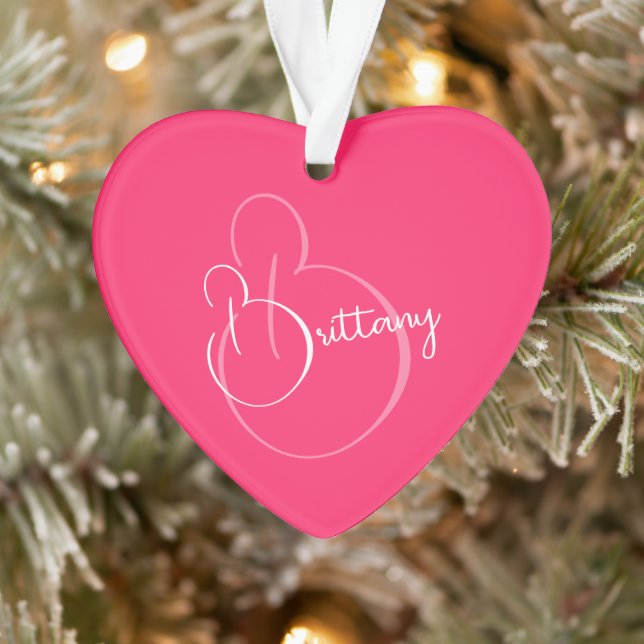 Simple Elegant Script Personalised Pink Christmas Ornament (Tree)