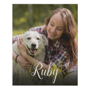 Simple Elegant Script Pet Photo Faux Canvas Print