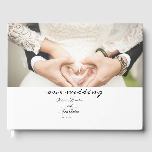 Simple Elegant Script Photo Calligraphy Wedding  Guest Book