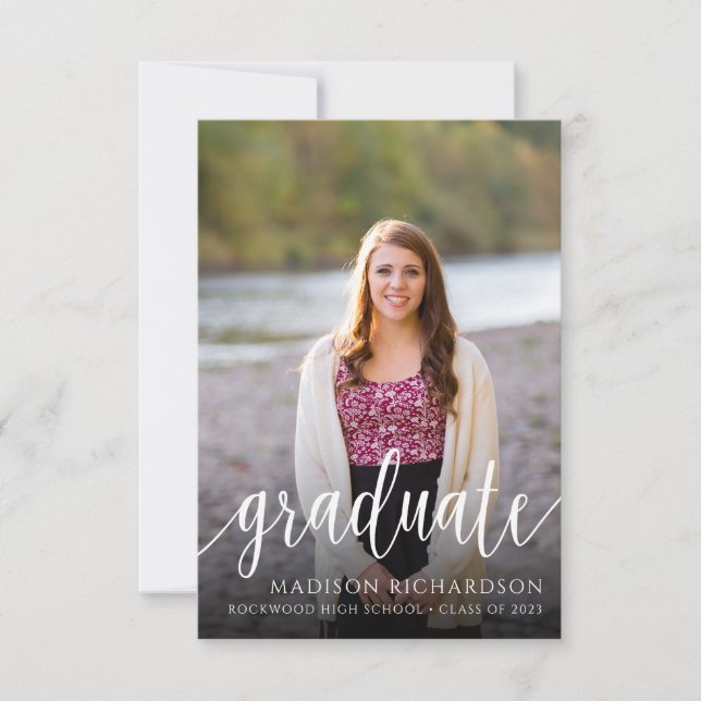 Simple Elegant Script Photo Graduation Invitation (Front)