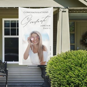 Simple Elegant Script Photo Graduation Party Banner