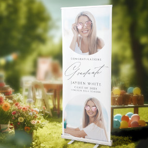 Simple Elegant Script Photo Graduation Party Retractable Banner