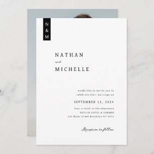 Simple Elegant Script Photo Monogram Wedding Invitation