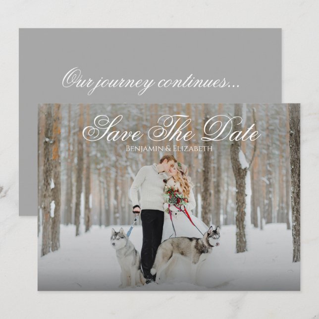 Simple Elegant Script Photo Save The Date Invitation (Front/Back)