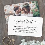 Simple Elegant Script & Photo Wedding Details Enclosure Card<br><div class="desc">Compliment simply elegant wedding invitations and provide important information to guests with stylish custom photo enclosure cards. All text on this template is simple to personalise or delete as needed. This card can include any celebration details of your choice such as directions, website, special requests, accommodations, reception or rsvp. The...</div>