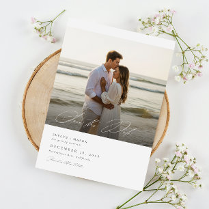 Simple Elegant Script Photo Wedding QR Code Save The Date