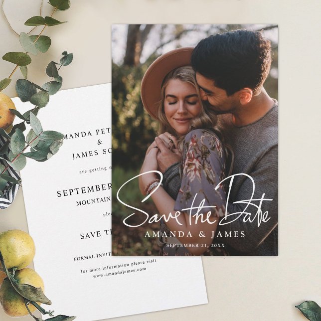 Simple Elegant Script Photo Wedding  Save The Date (Creator Uploaded)