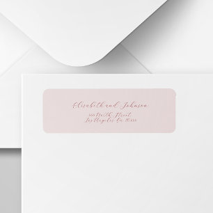 Simple elegant script pink wedding return address