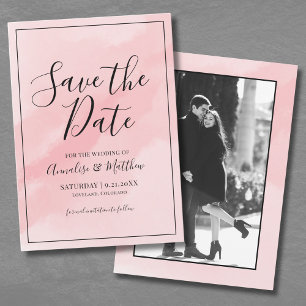 Simple Elegant Script Pink Wedding Save The Date Invitation