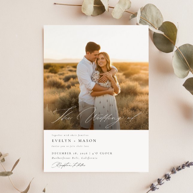 Simple Elegant Script QR Code Photo Budget Wedding Invitation (Creator Uploaded)