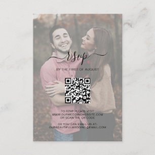 Simple Elegant Script QR Code Photo Wedding RSVP Card