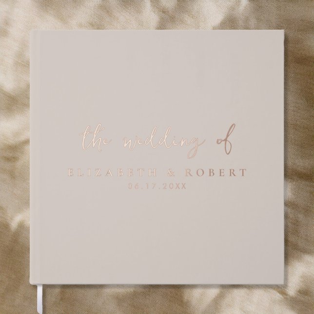 Simple Elegant Script Rose Gold Foil Wedding Guest Book (Creator Uploaded)