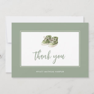 Simple Elegant Script Sage Green Baby  Thank You Card