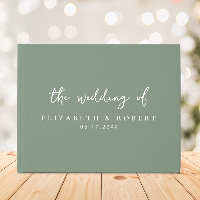 Simple Elegant Script Sage Green Wedding Guest Book (Creator Uploaded)