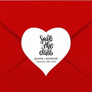 Simple Elegant Script Save The Date Boho Wedding Heart Sticker